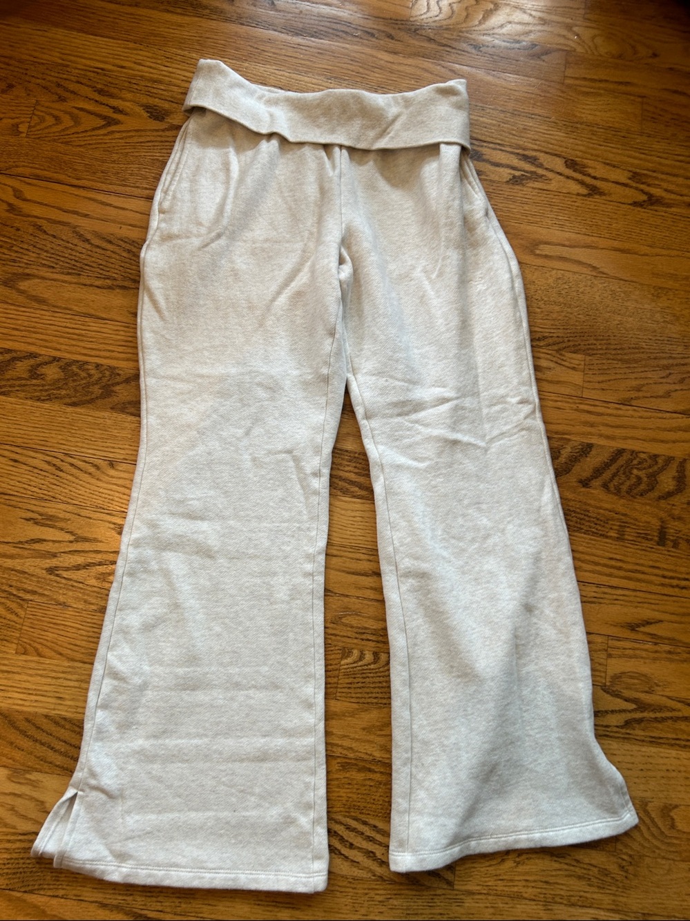 Pink Victoria Secret Campus Fleece Foldover Flare Sweatpants size medium - Picture 2 of 4